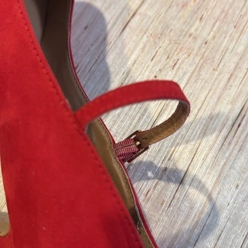 Suede Red Mary Jane Heels - Picture 15 of 15